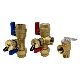 3/4" FNPT x FNPT Tankless Isolation Service Valve Kit, Lead Free